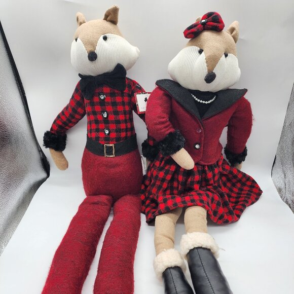 Plush Williamstown Home Fox Decorative Christmas Figure Set of 2 Christmas Decor - Picture 1 of 16
